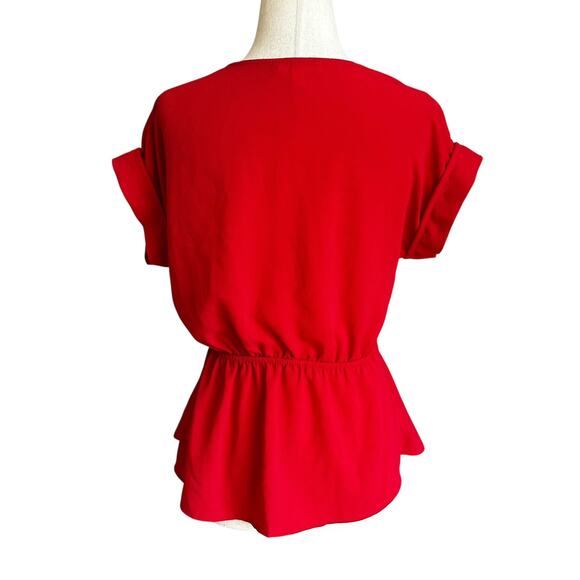 Monteau Red Peplum Blouse Women's Top Size Small | 13-10 - Picture 2 of 7